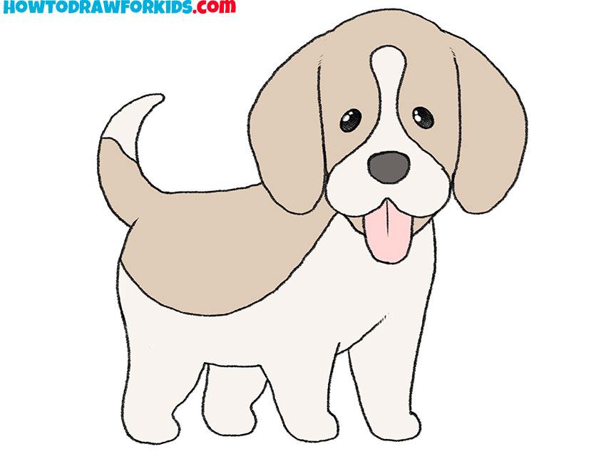 how to draw a beagle cartoon