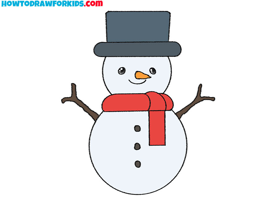 how to draw a cartoon snowman