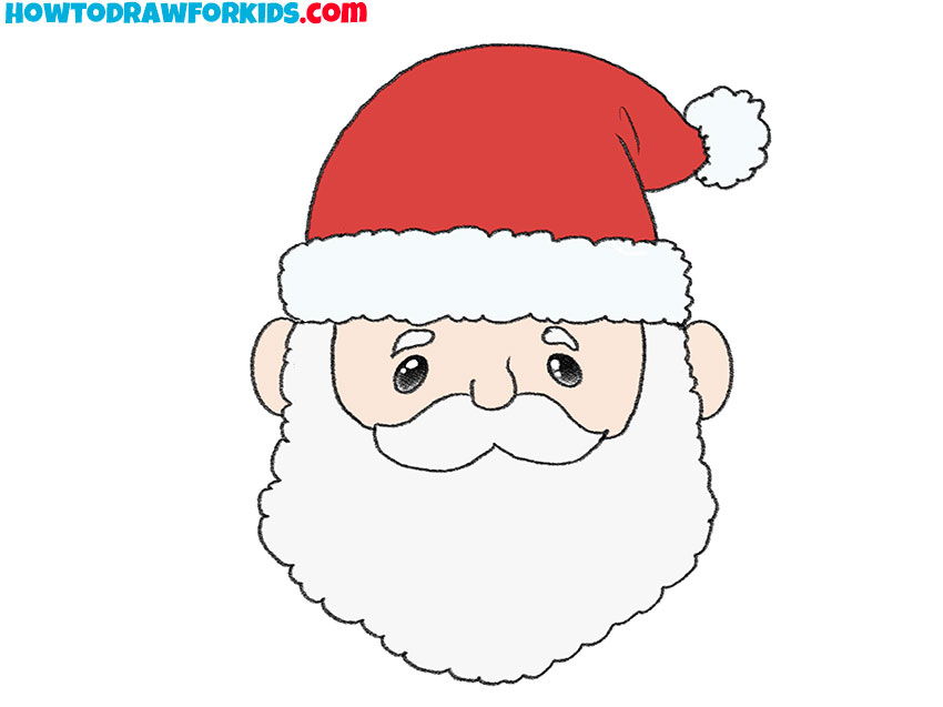 santa face drawing guide