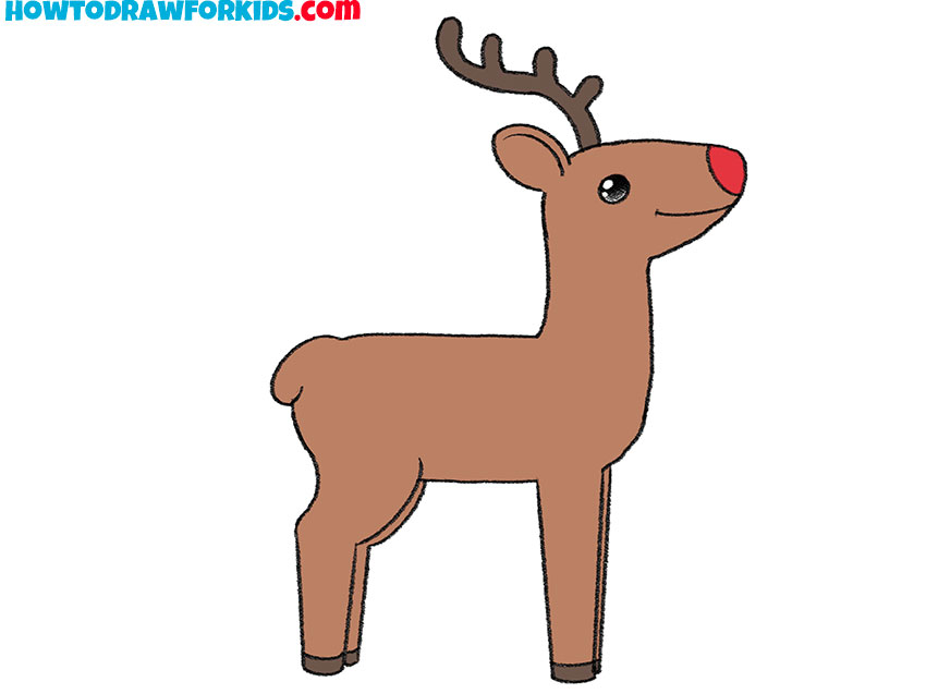simple how to draw rudolph the red-nosed reindeer drawing