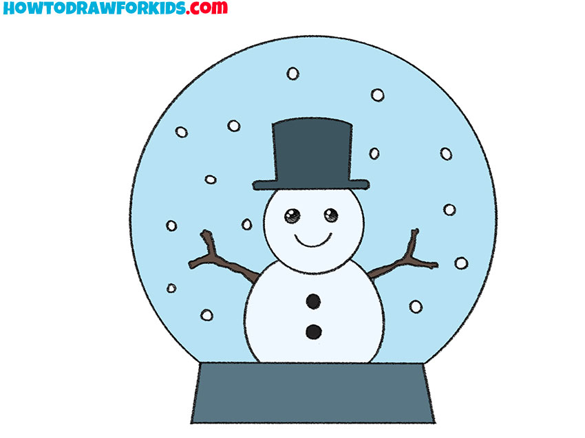 simple snow globe drawing