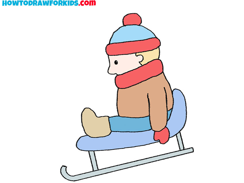 How to Draw Sledding Easy Drawing Tutorial For Kids