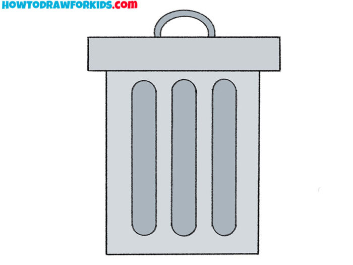 How to Draw a Trash Can Step by Step Easy Drawing Tutorial For Kids