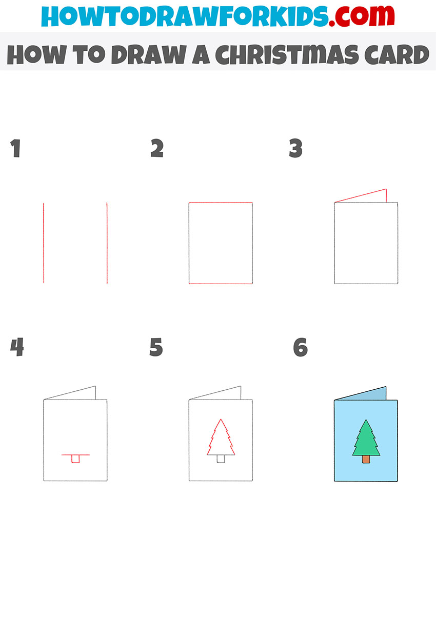 How to Draw a Christmas Card step by step