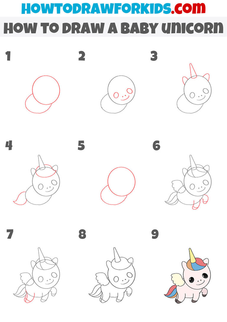 How to Draw a Baby Unicorn - Easy Drawing Tutorial For Kids