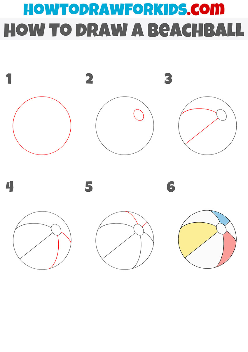How to draw a beach ball step by step
