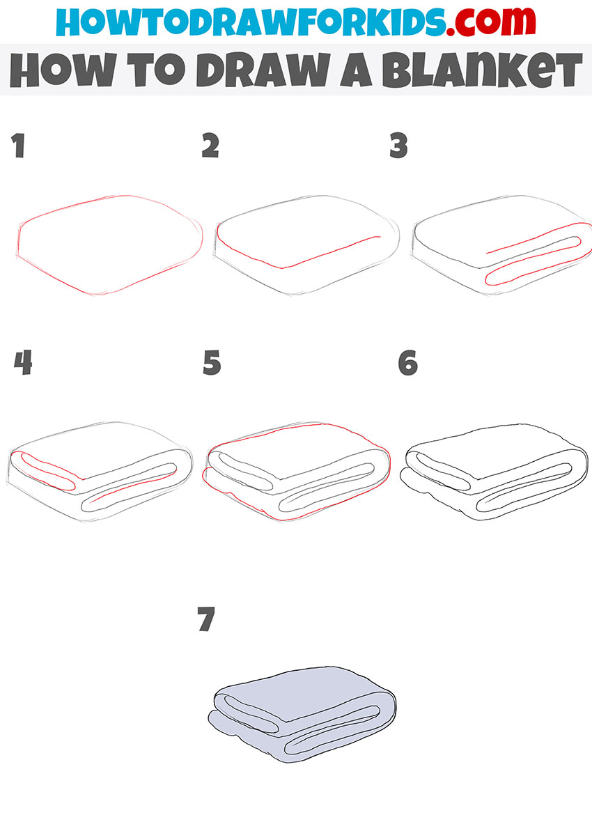 how to draw a blanket step by step