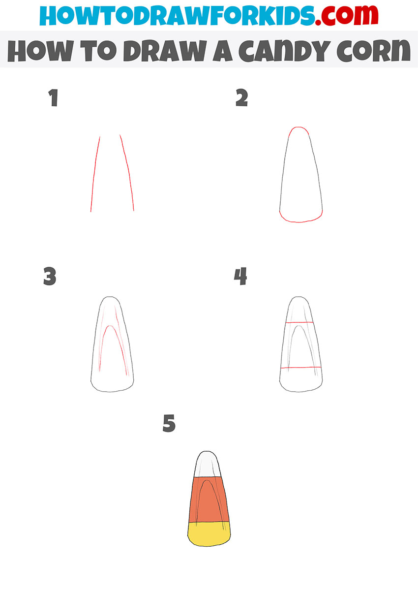 how to draw a candy corn step by step