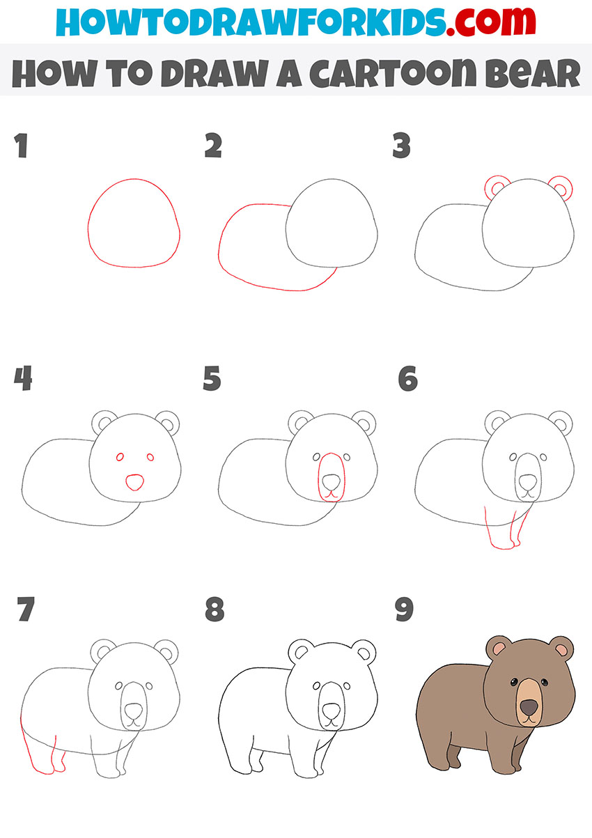 how to draw a cartoon bear step by step