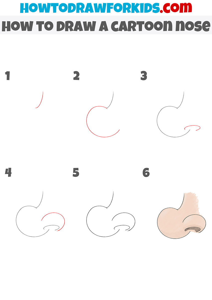 How To Draw A Cartoon Nose Easy Drawing Tutorial For Kids | Images and ...