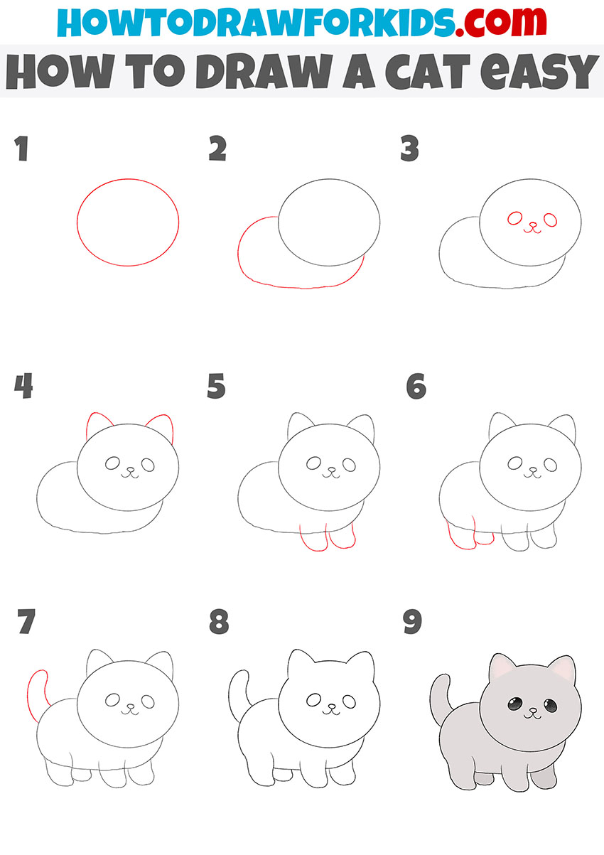 cat easy drawing lesson