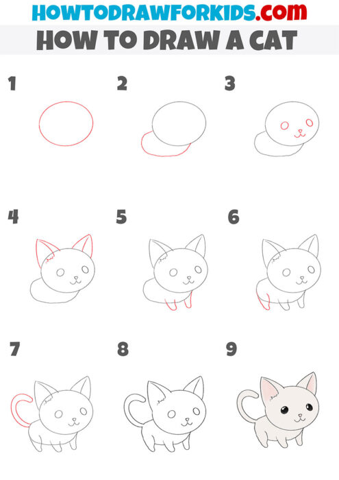 How to Draw a Cute Cat - Easy Drawing Tutorial For Kids