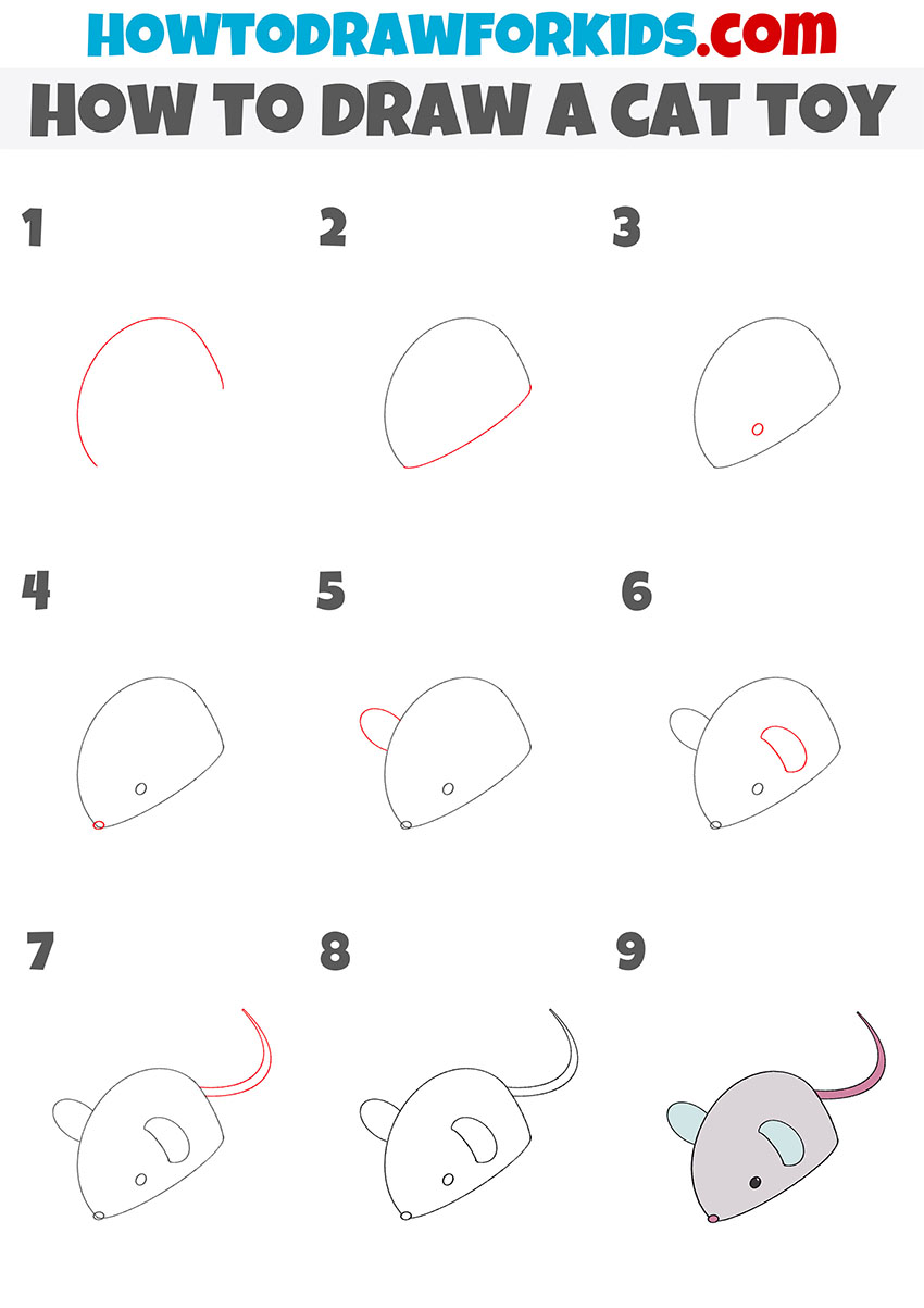 how to draw a cat toy step by step