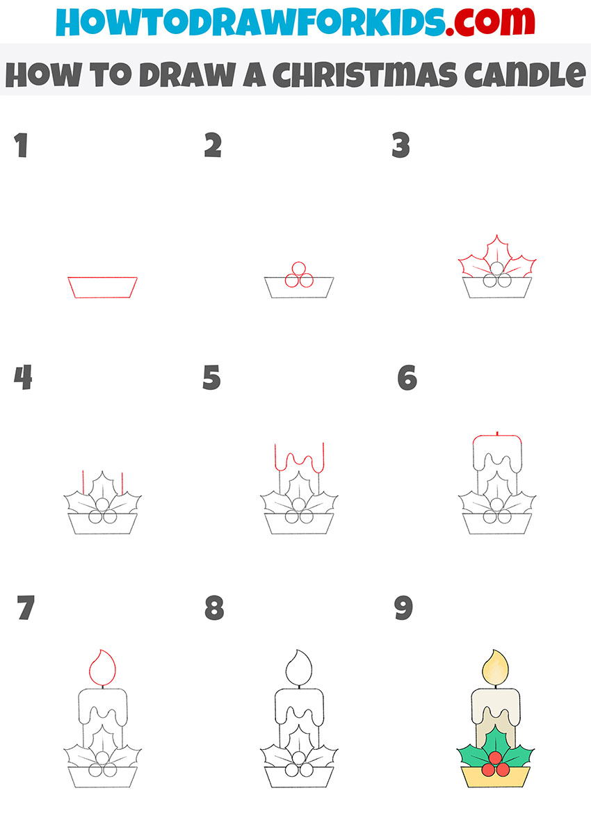 how to draw a christmas candle