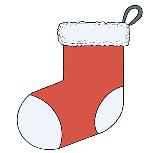 simple christmas sock drawing - Clip Art Library