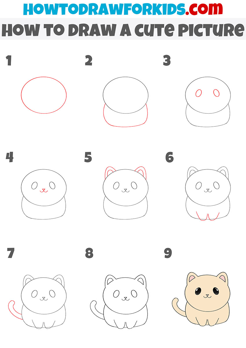 how to draw a cute picture step by step