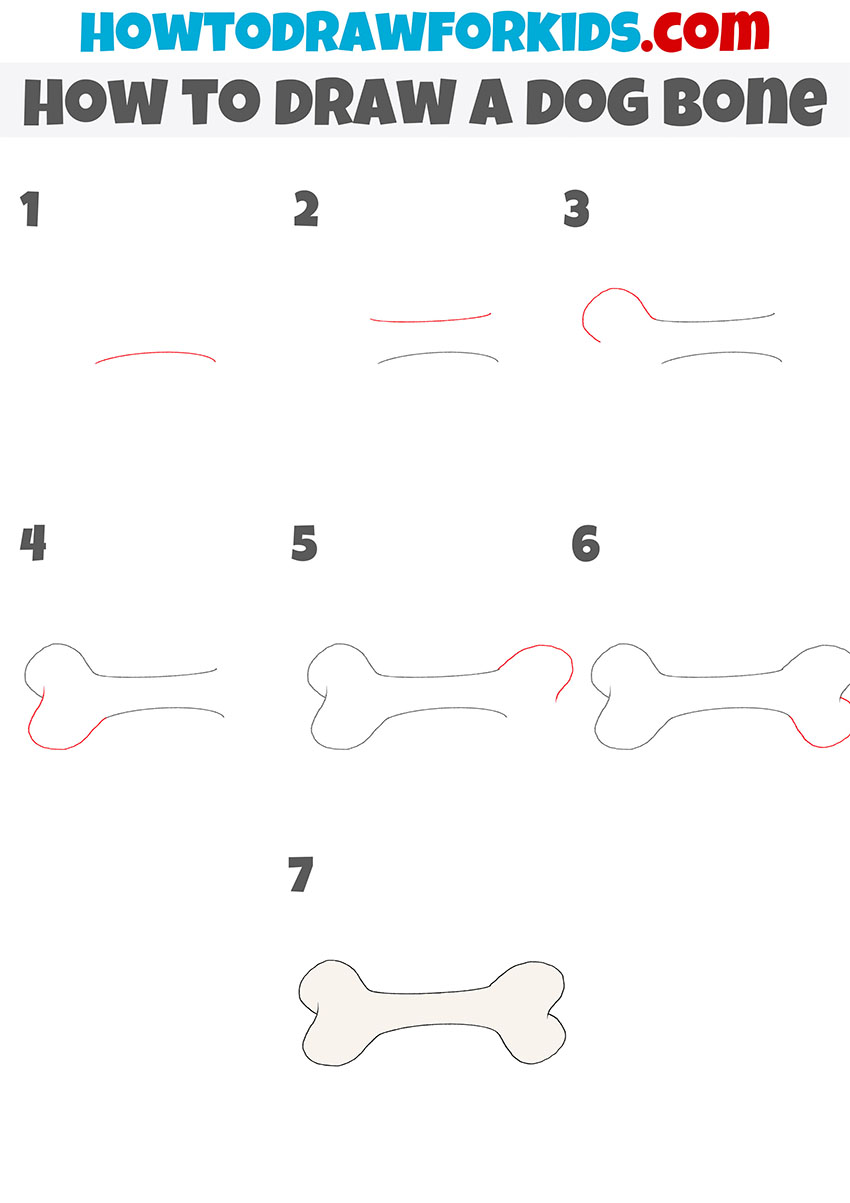 how to draw a dog bone step by step