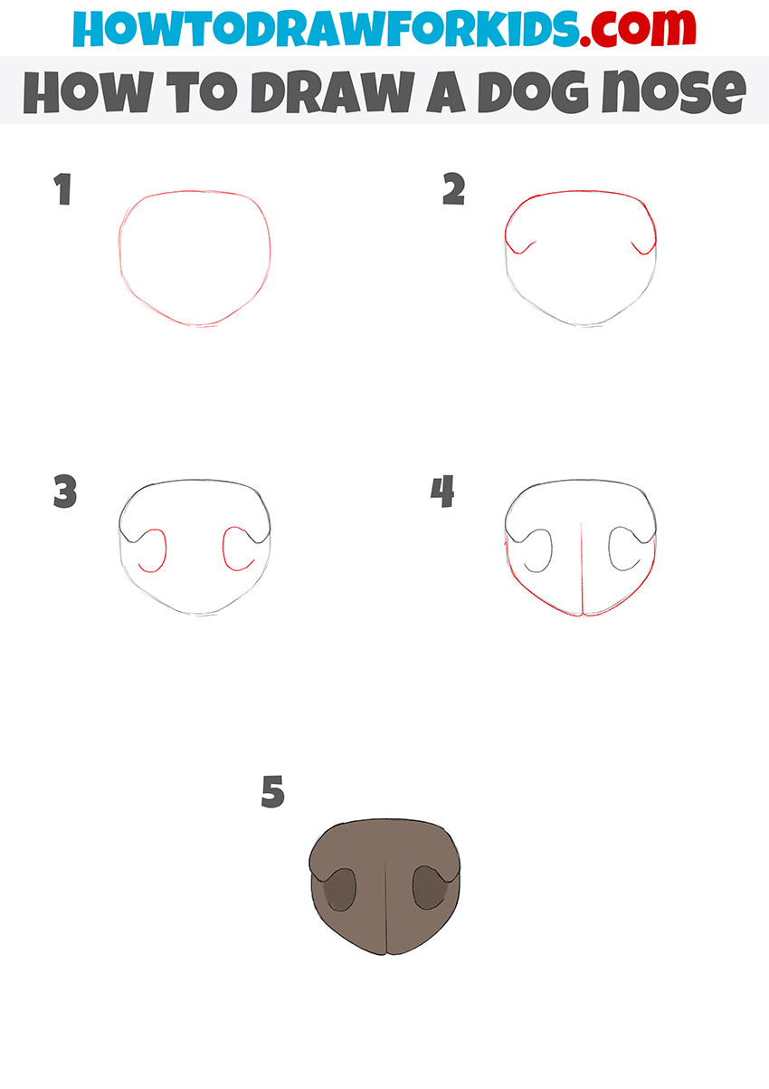 how to draw a dog nose step by step