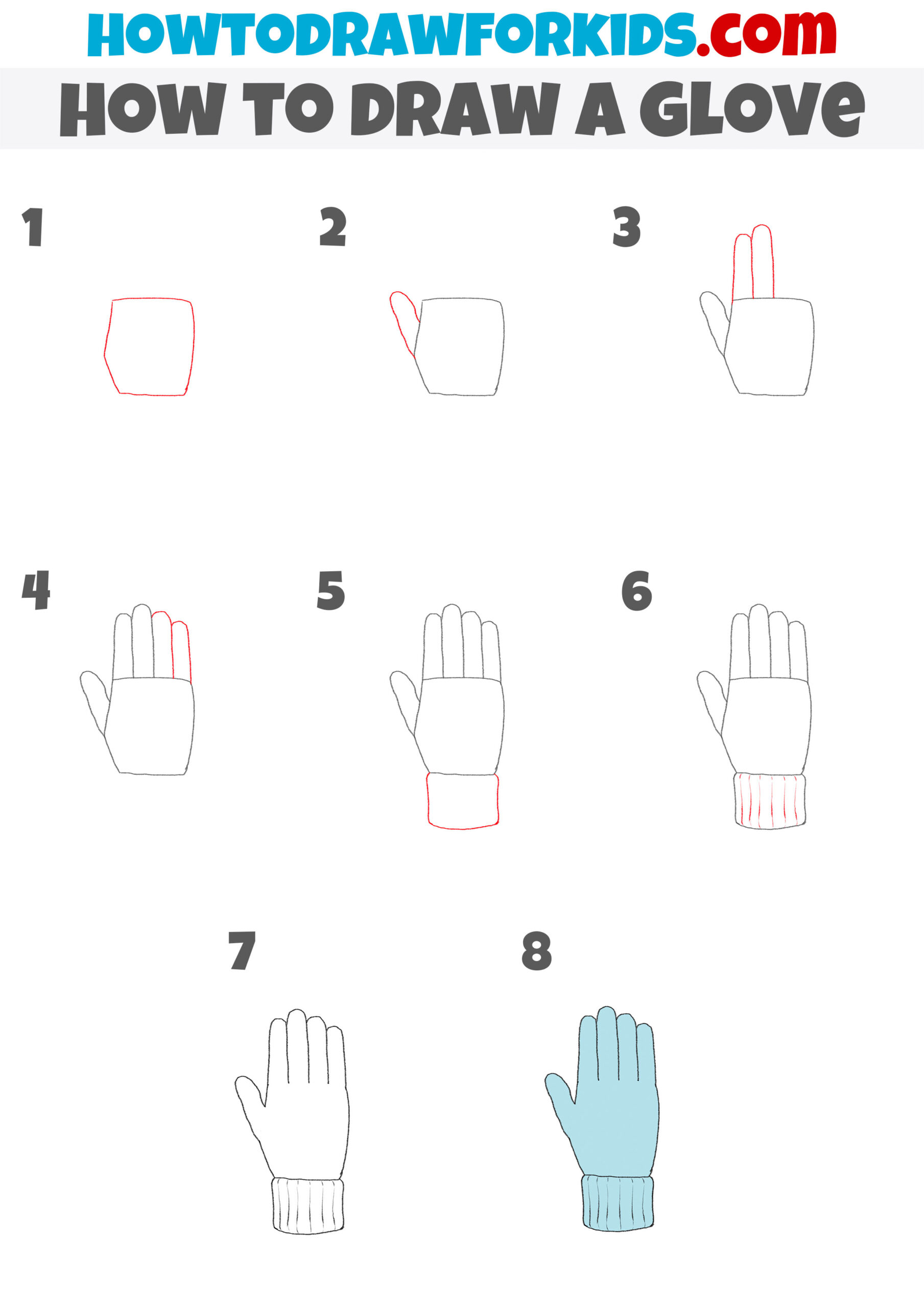 how to draw a glove step by step