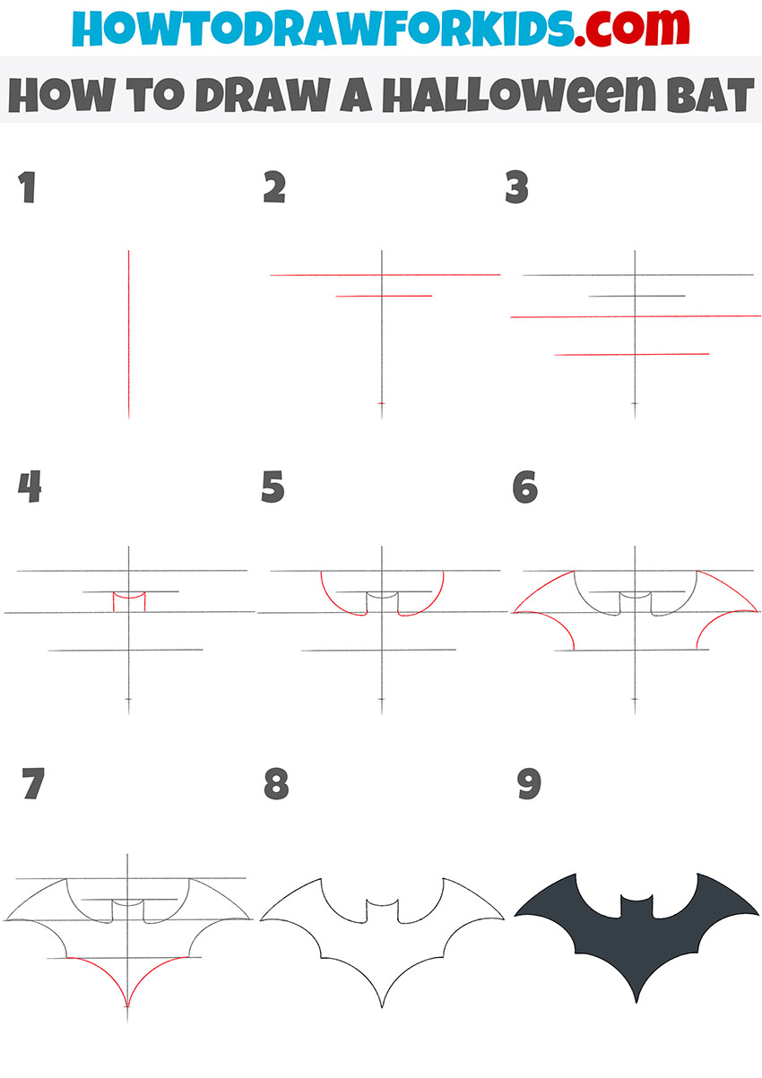 how to draw a halloween bat step by step