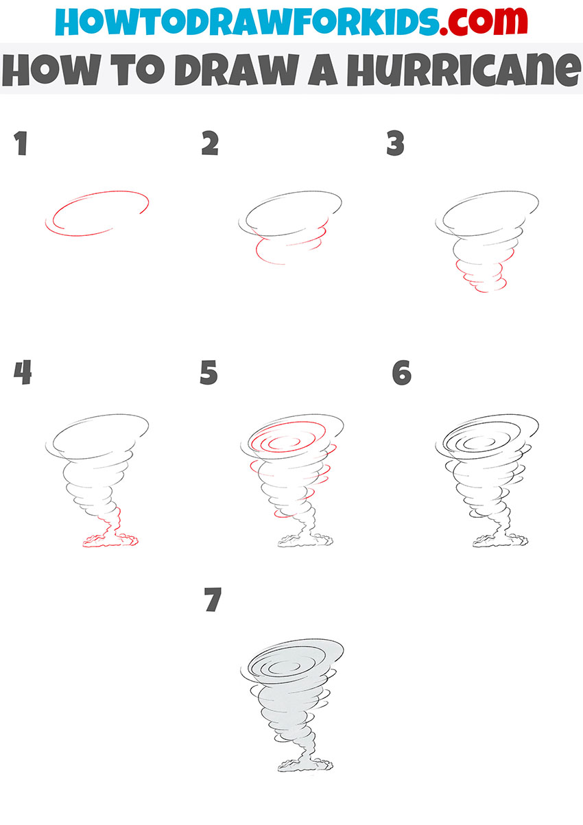 how to draw a hurricane step by step