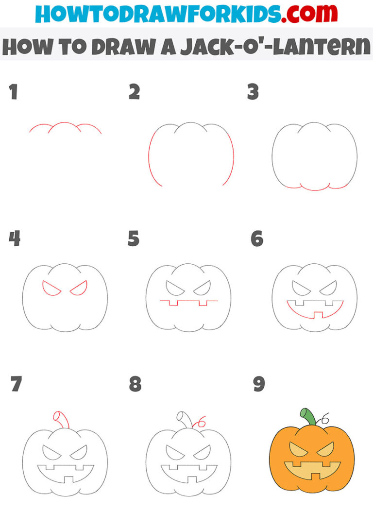 How to Draw a Pumpkin for Halloween - Drawing Tutorial For Kids