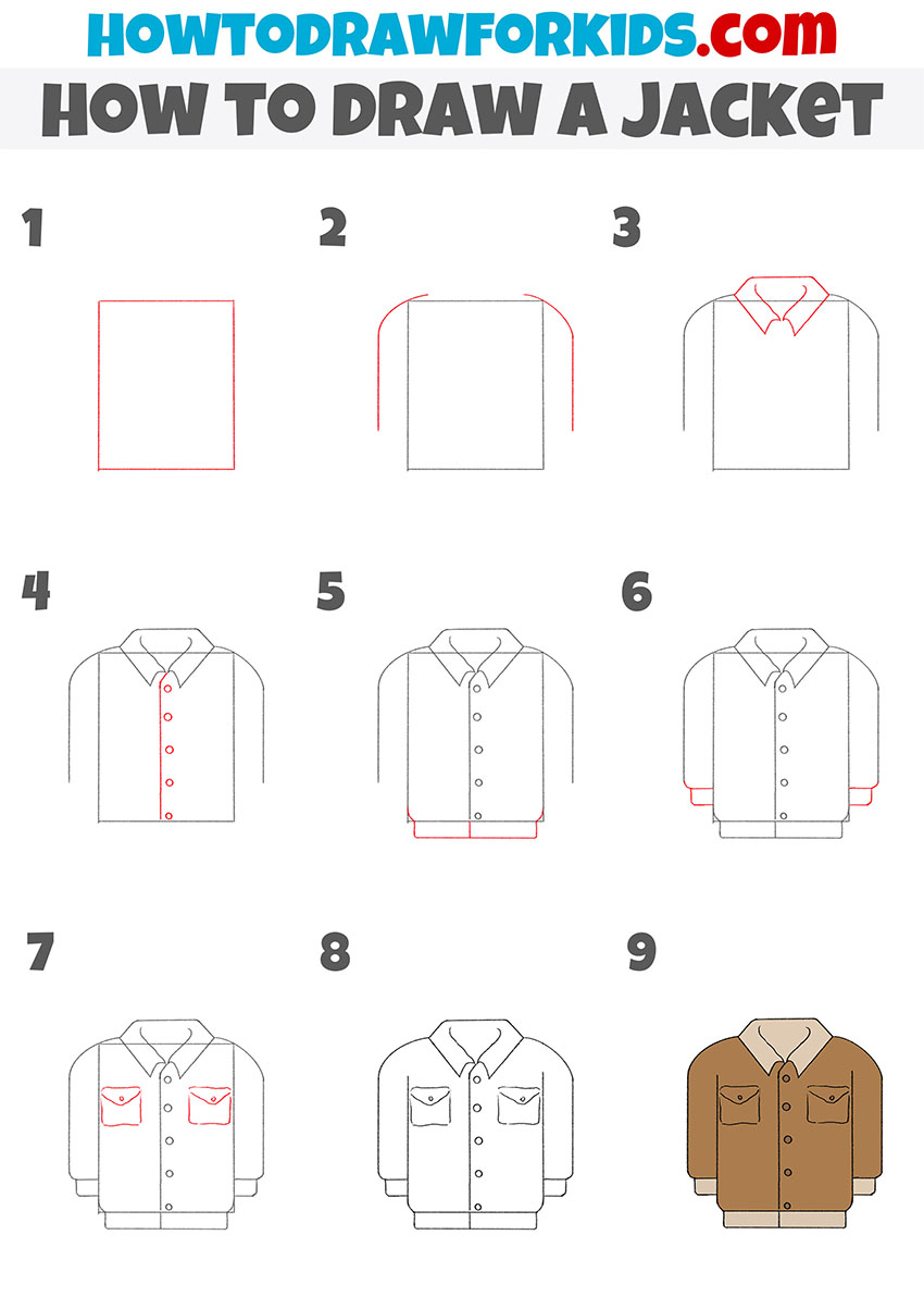 how to draw a jacket step by step