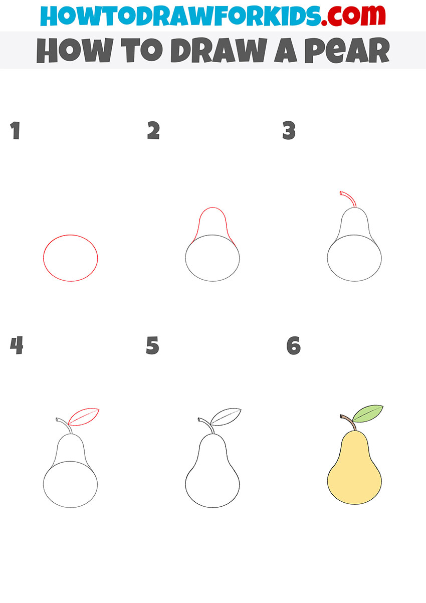 how to draw a pear step by step