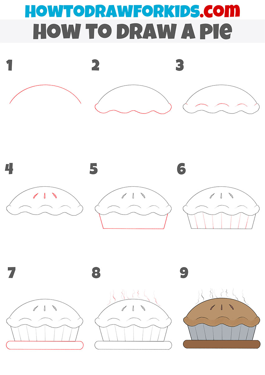 how to draw a pie step by step
