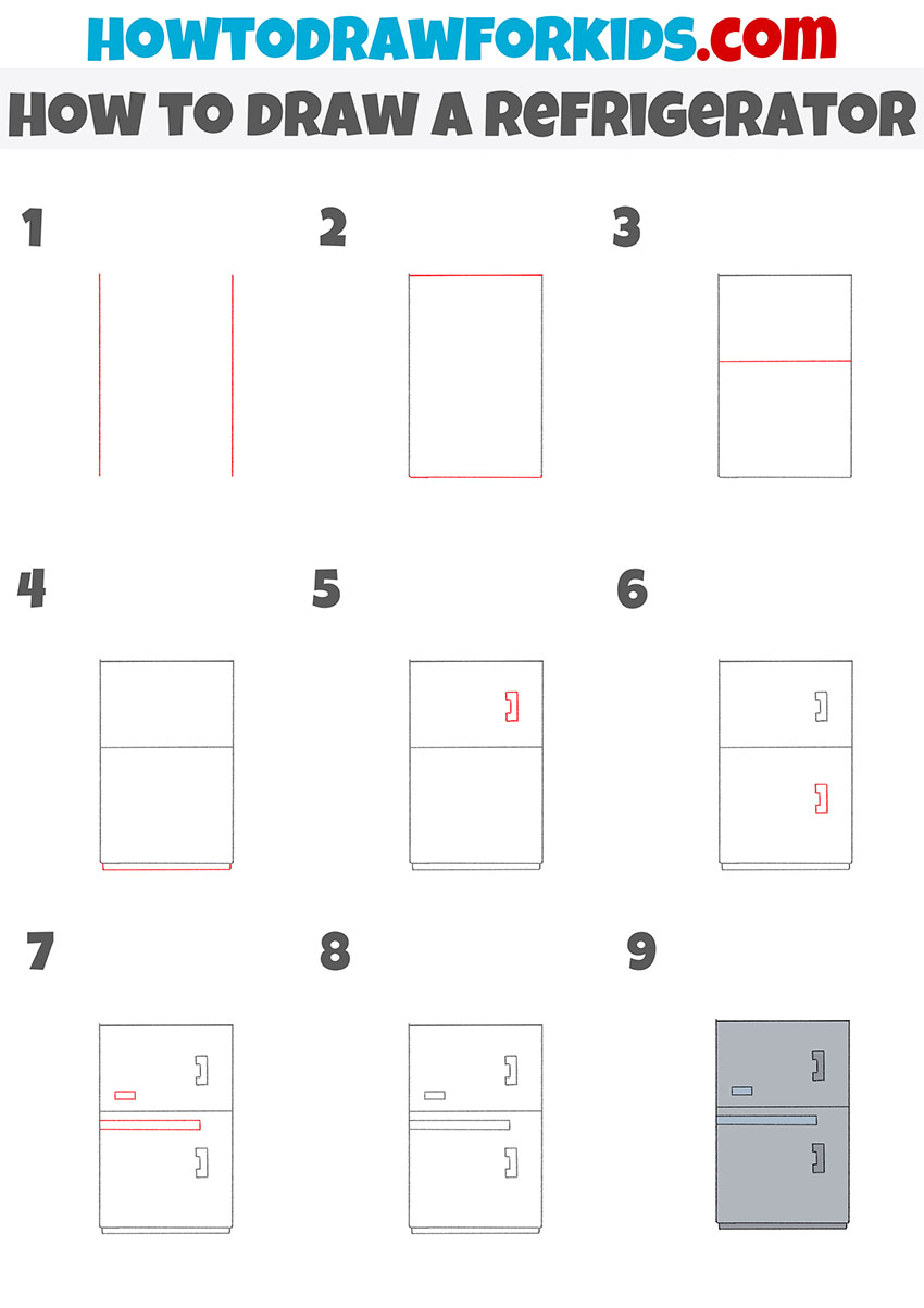 How to Draw a Refrigerator Easy Drawing Tutorial For Kids