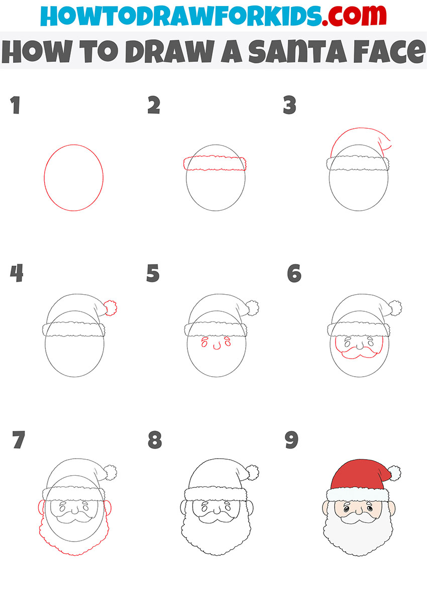 How to Draw a Santa Face - Easy Drawing Tutorial For Kids