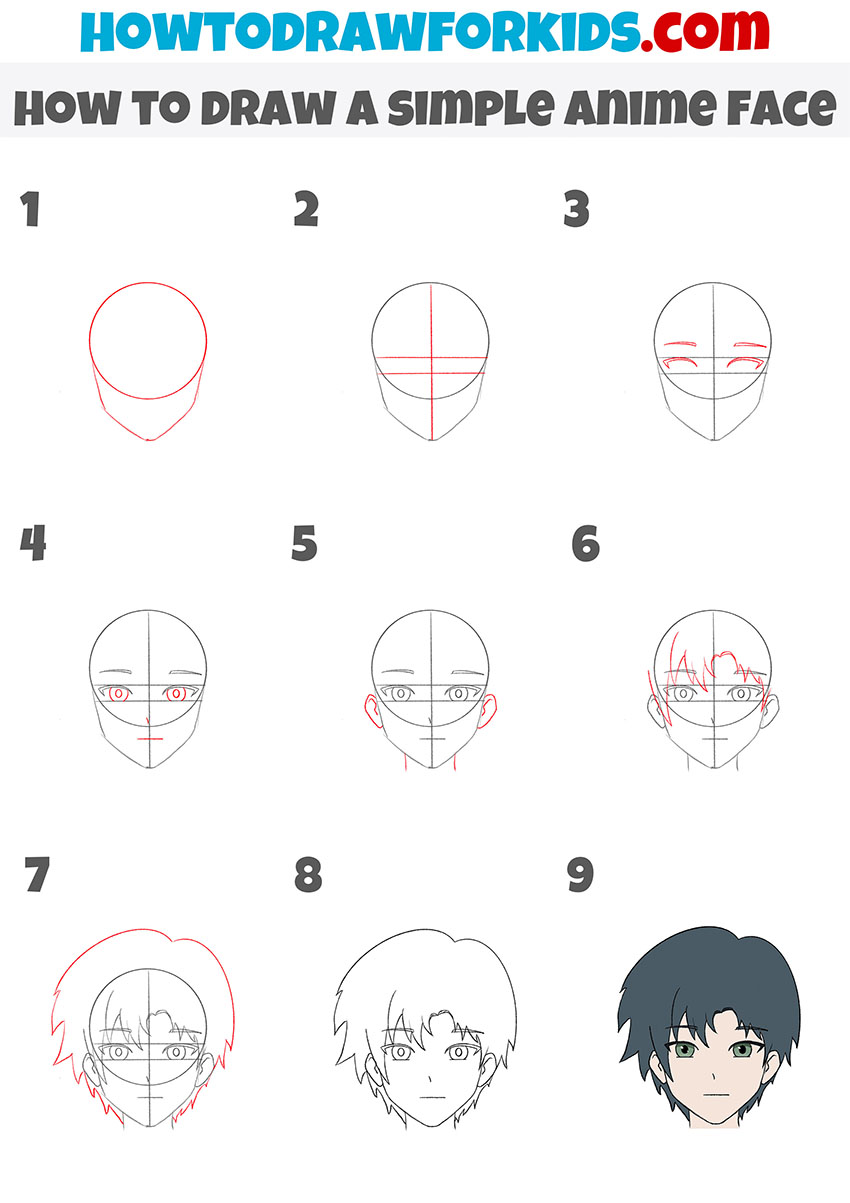 how to draw a simple anime face step by step