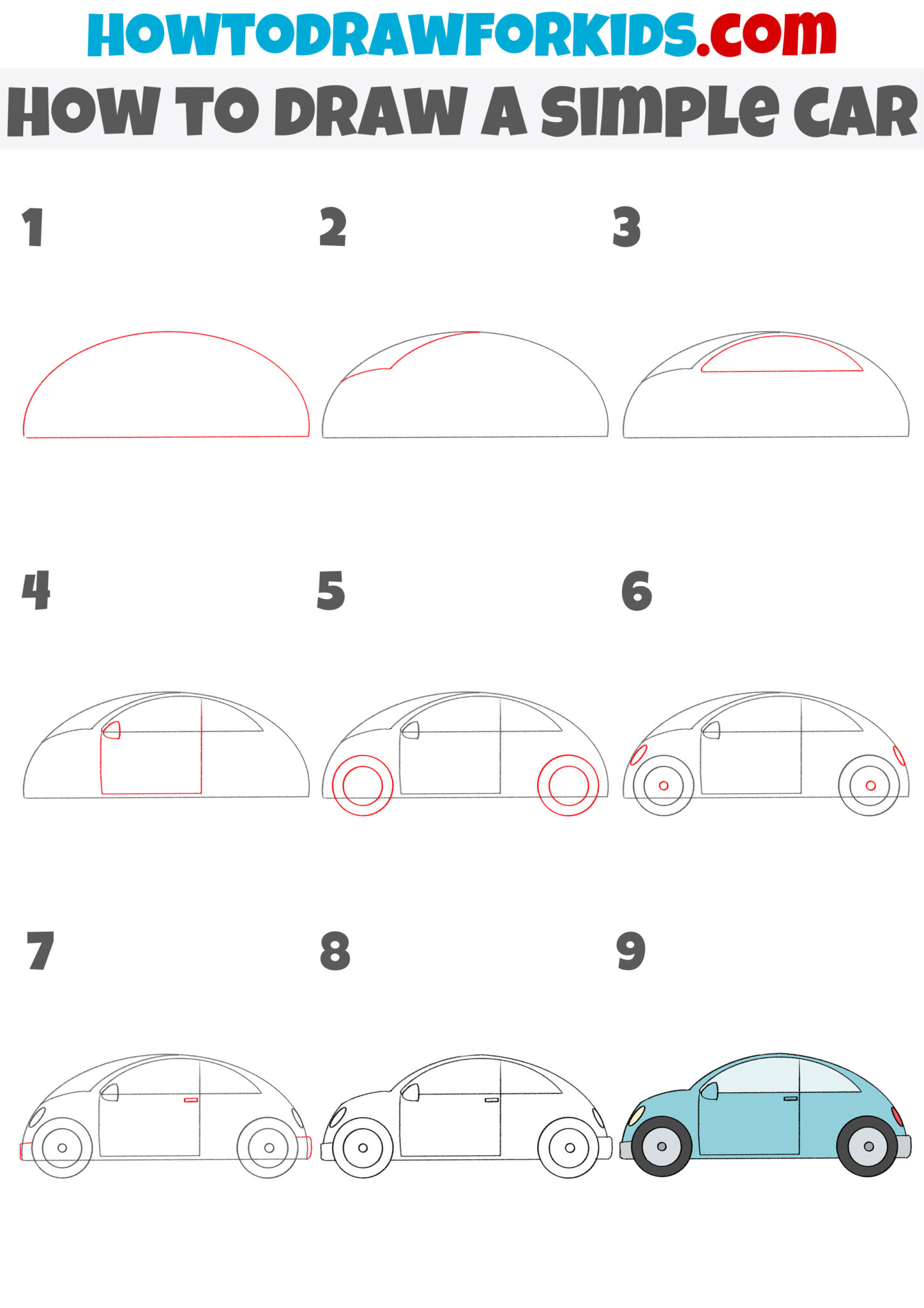 How to Draw a Simple Car Easy Drawing Tutorial For Kids