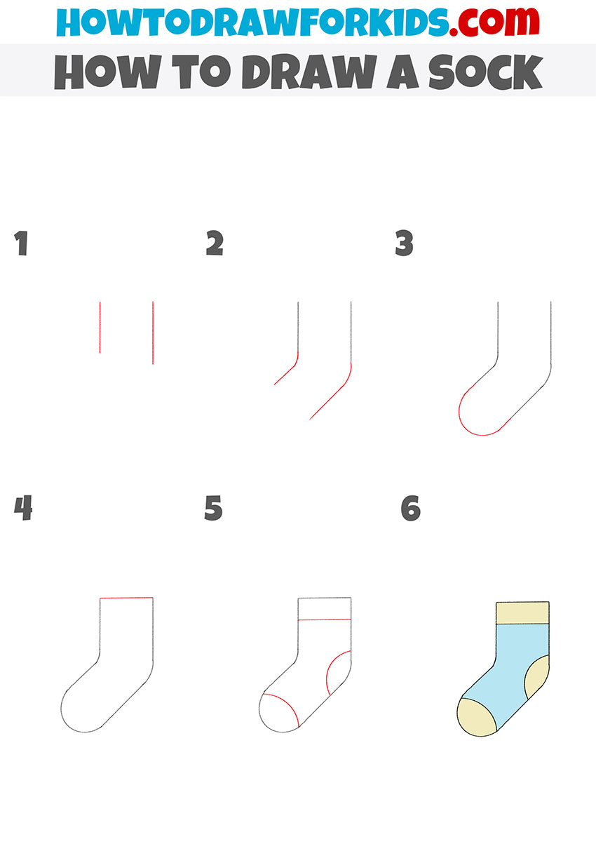 how to draw a sock step by step
