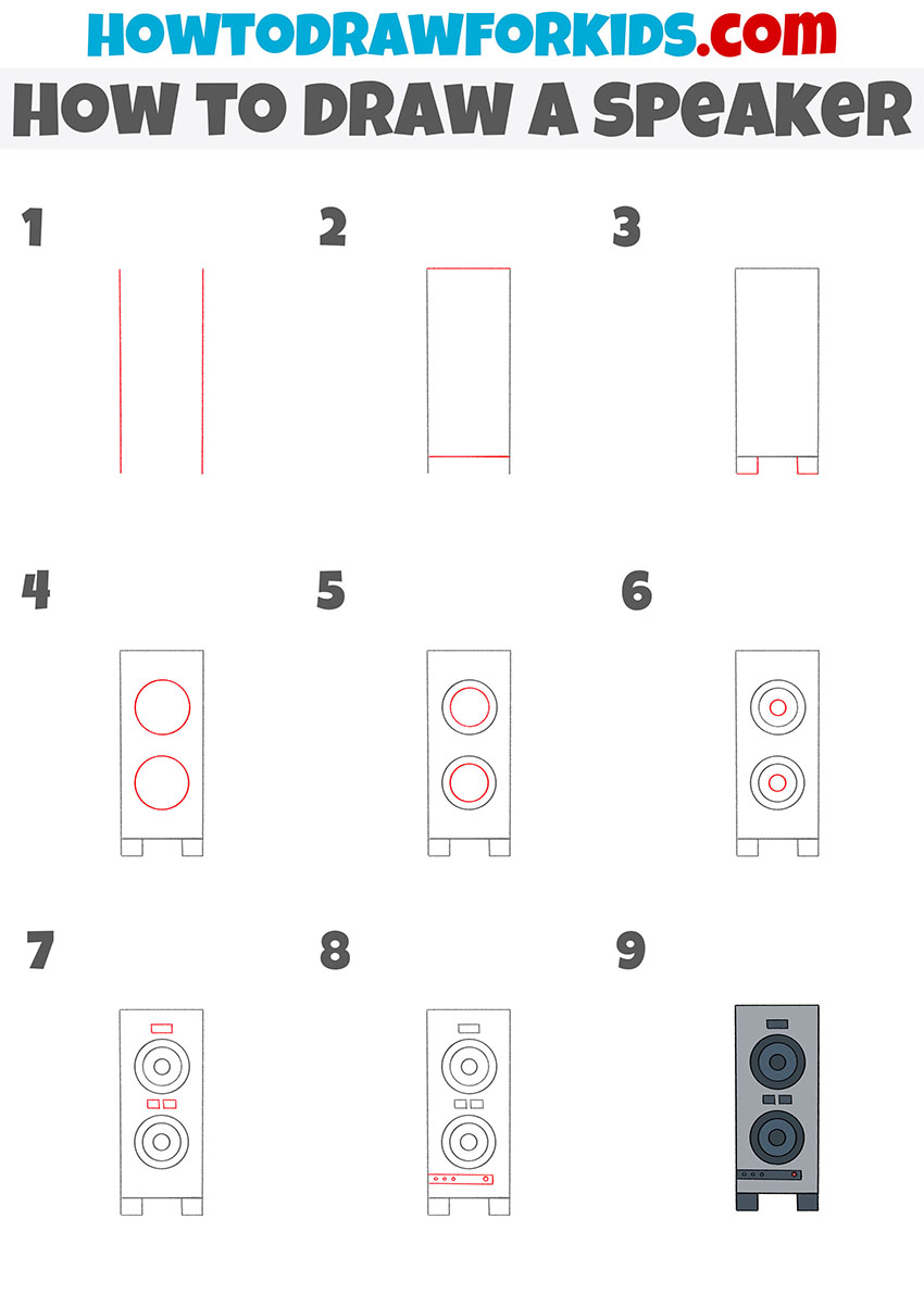 how to draw a speaker step by step
