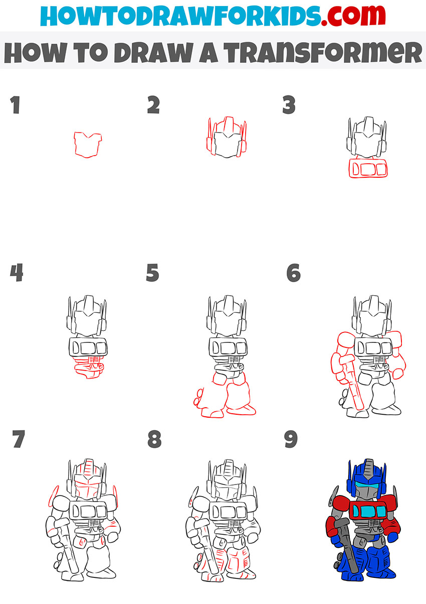 how to draw a transformer step by step