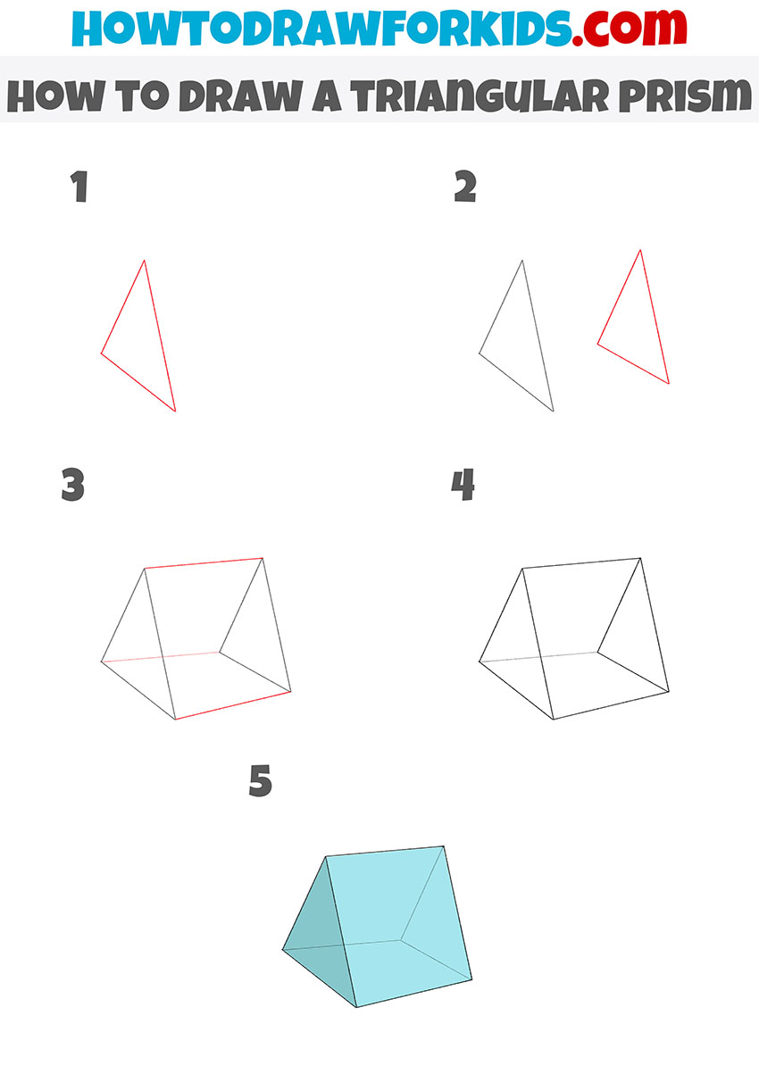 how to draw a triangular prism step by stepp