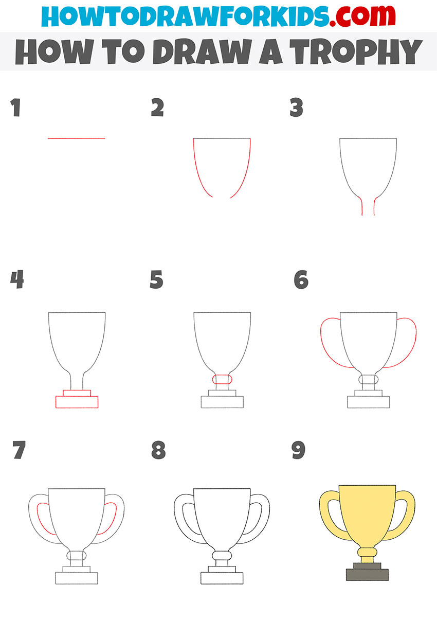 how to draw a trophy step by step