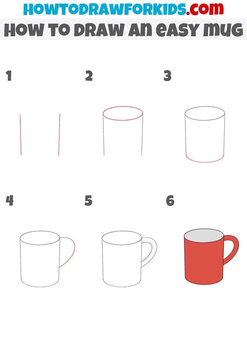 how to draw an easy mug step by step