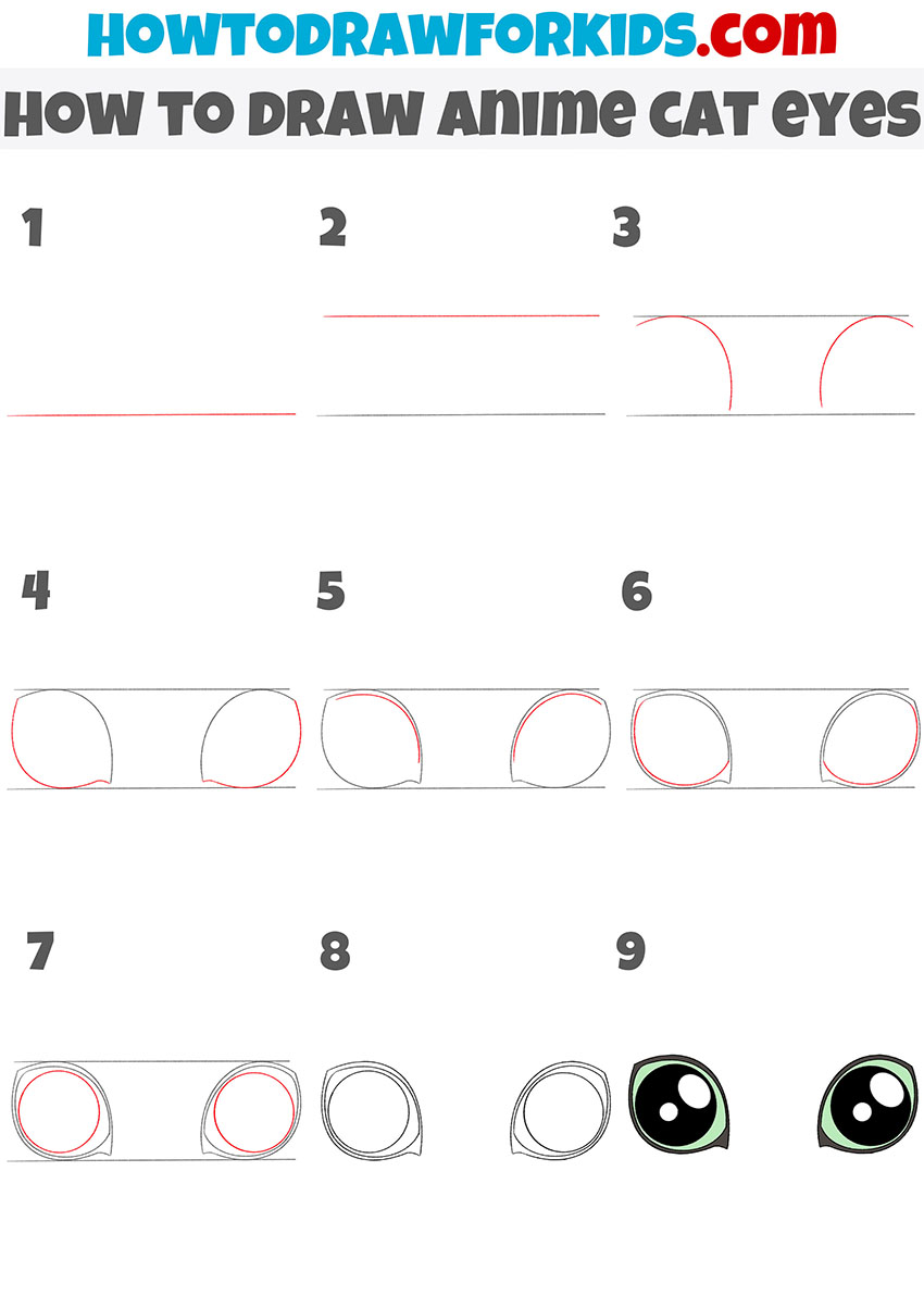 how to draw anime cat eyes step by step