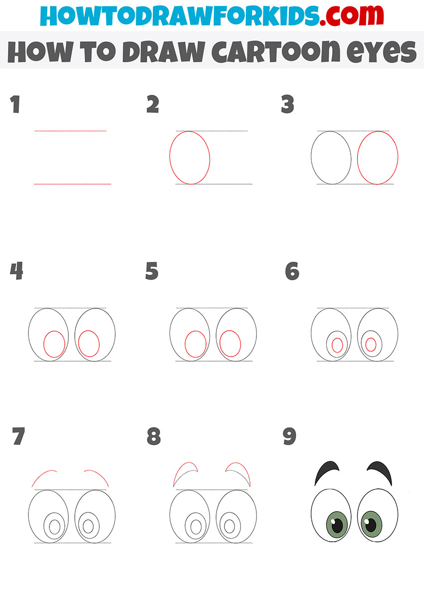 how to draw cartoon eyes step by step