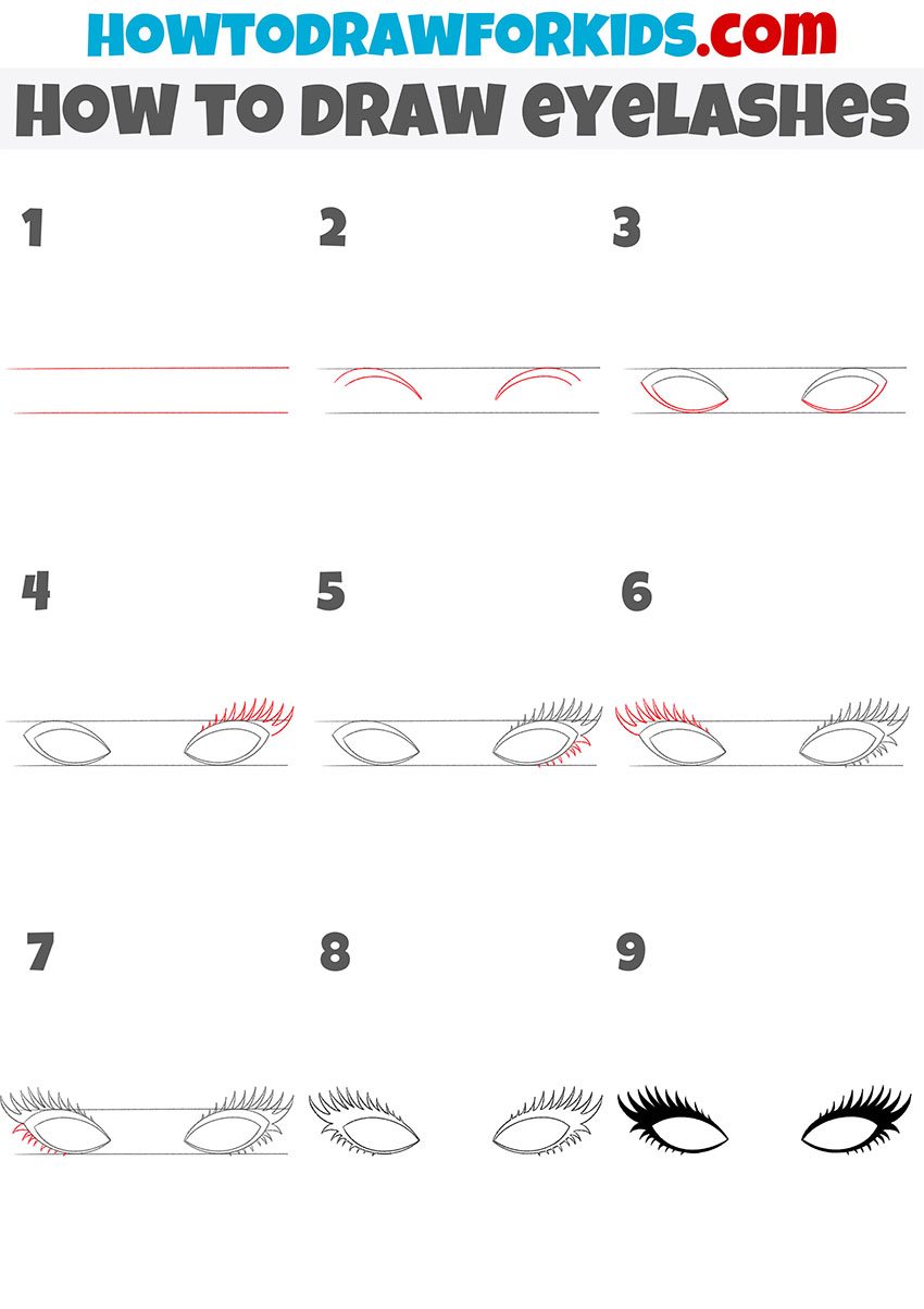 how to draw eyelashes step by step