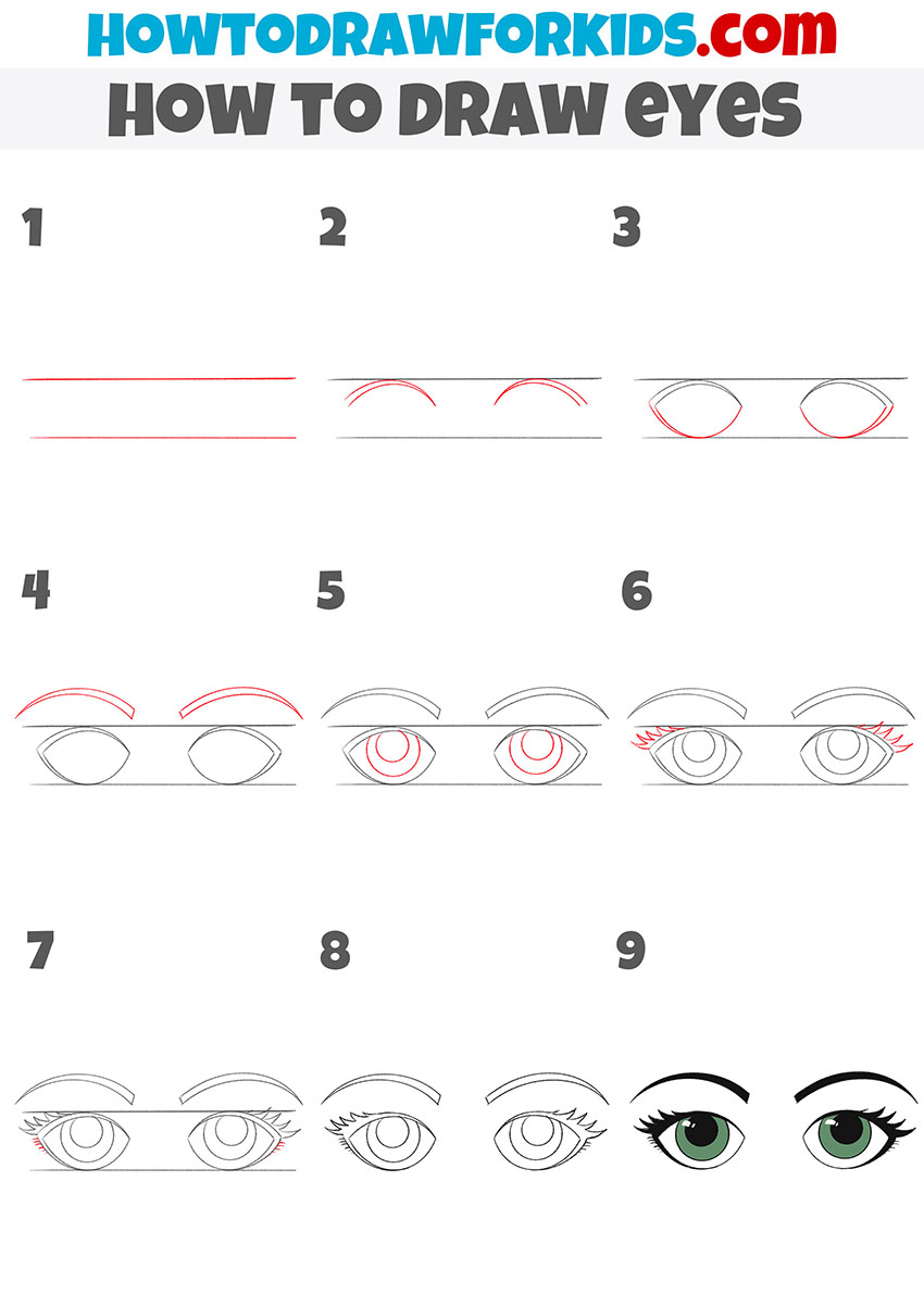 how to draw eyes step by step