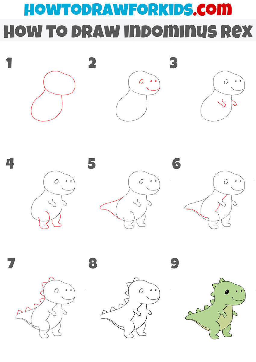 how to draw indominus rex step by step