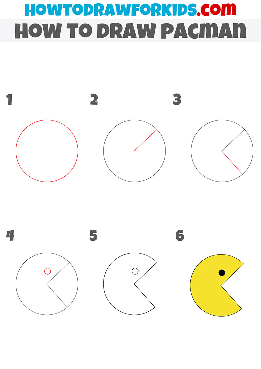 how to draw pacman step by step