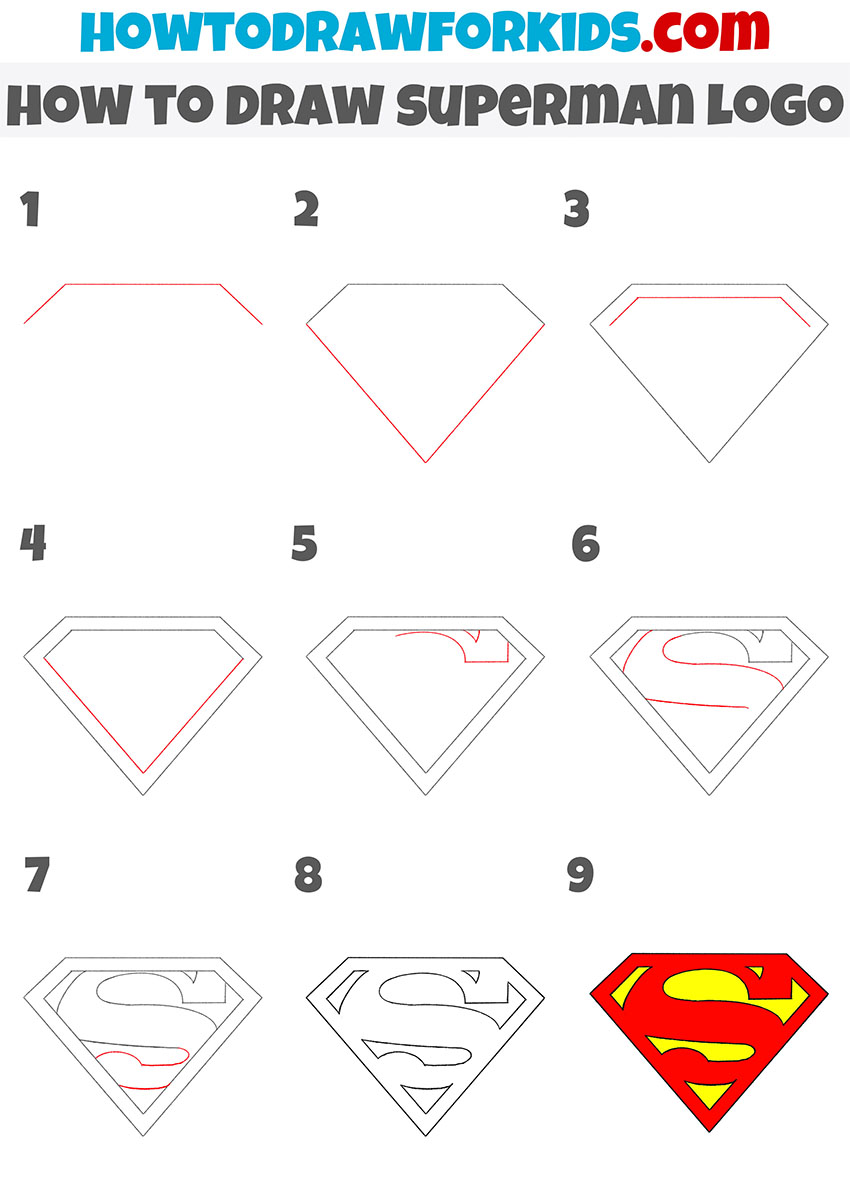 how to draw superman logo step by step