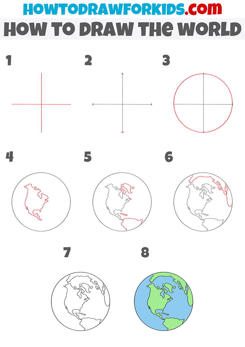 how to draw the world step by step