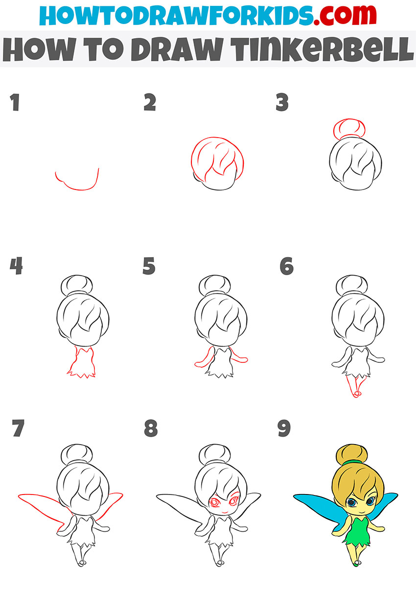 how to draw tinkerbell step by step