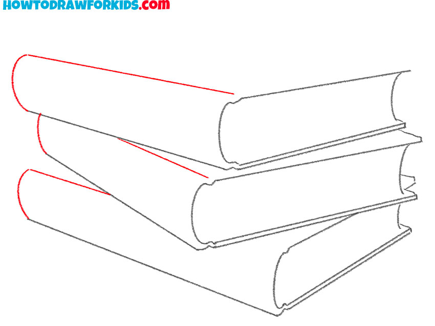 how to draw stacked books easy