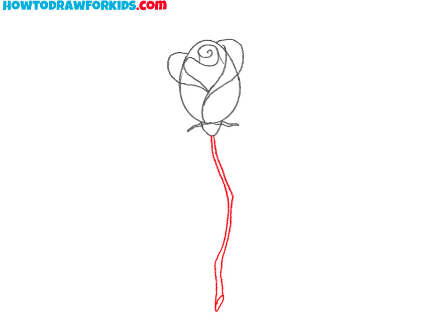 rose with a pencil cartoon